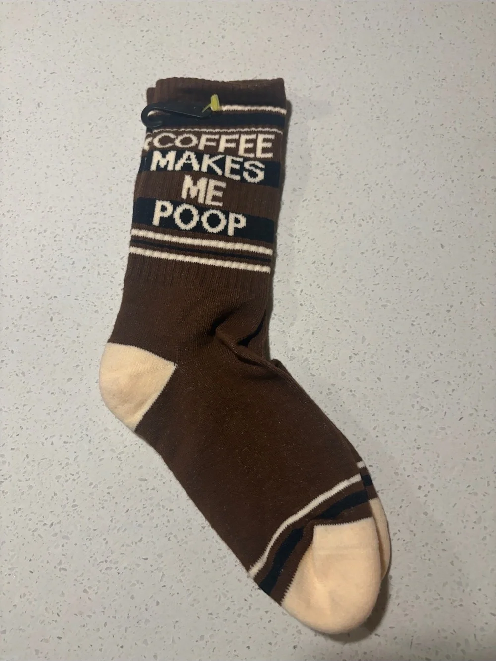 Gumball Poodle Coffee Makes Me Poop Novelty Brown Crew Socks - Unbranded